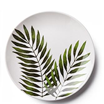 Green Fern Natural Ceramic Plate
